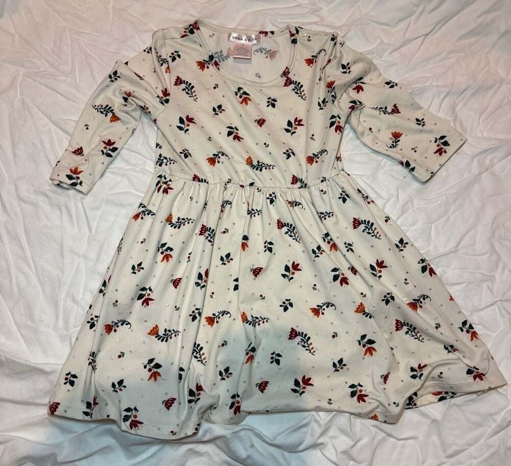 Emma & Elsa Floral Print Dress Girls Size 5
